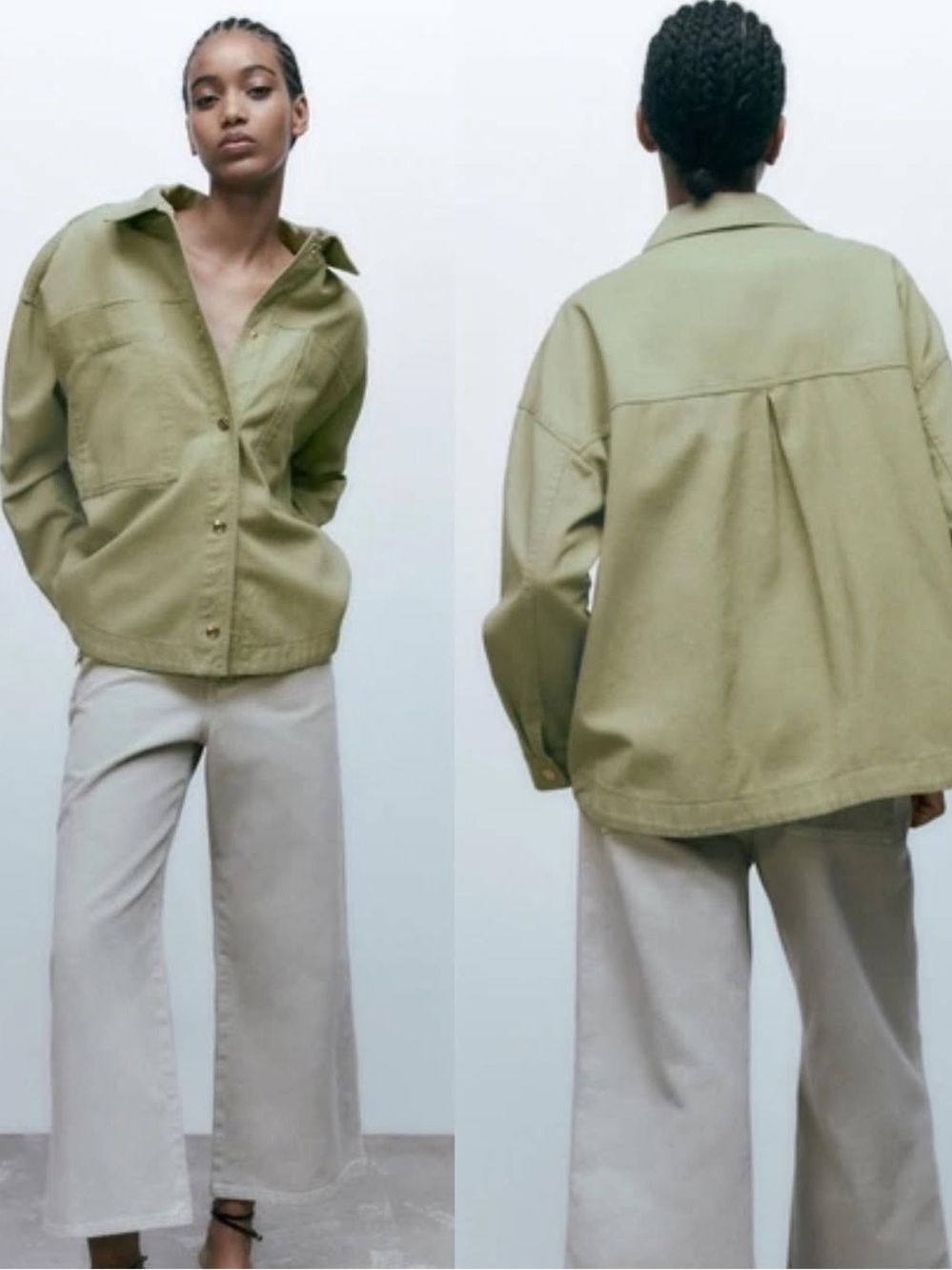 Zara Olive Green Oversized Utility Jacket